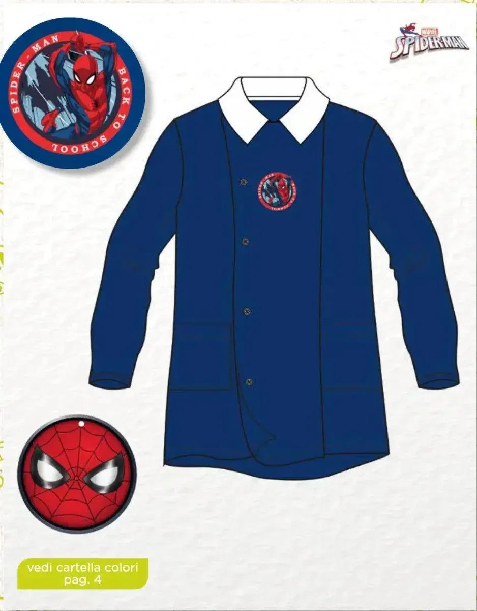 Grembiule scuola elementare blu bambino Marvel Spiderman Made in Italy G501