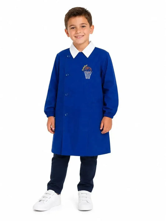 Grembiule scuola elementare blu bambino Nazareno Gabrielli Made in Italy ricamo Basketball 0802