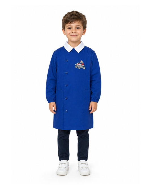 Grembiule scuola elementare blu bambino Nazareno Gabrielli Made in Italy ricamo Quad 0804
