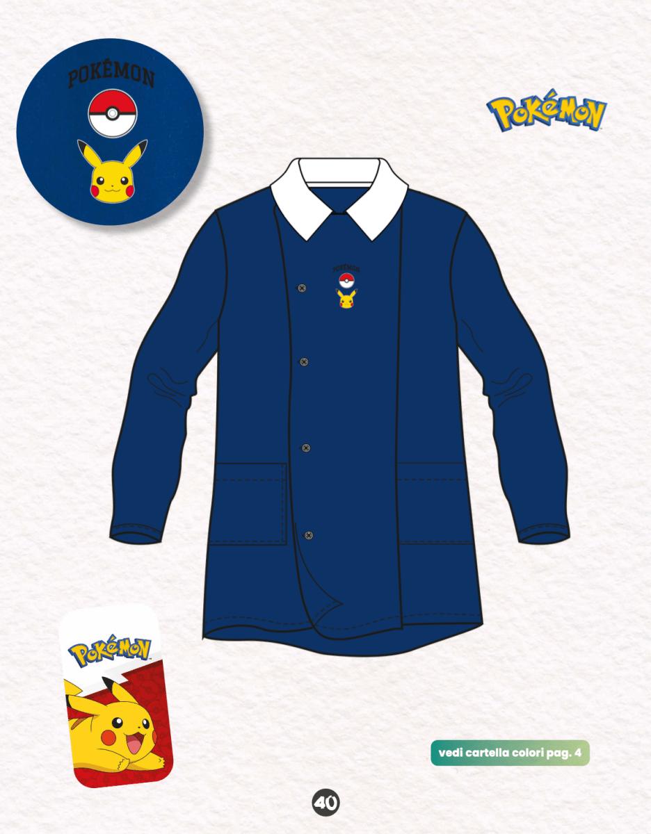 Grembiule scuola elementare blu bambino Pokemon Made in Italy G506