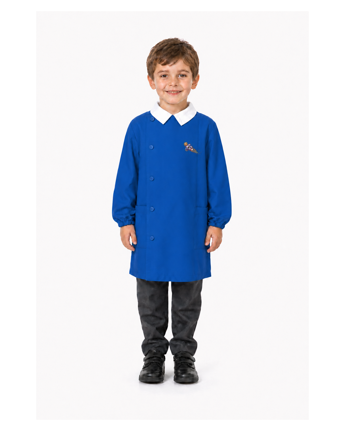 Grembiule scuola elementare blu bambino Siggi Made in Italy ricamo Cross 4236