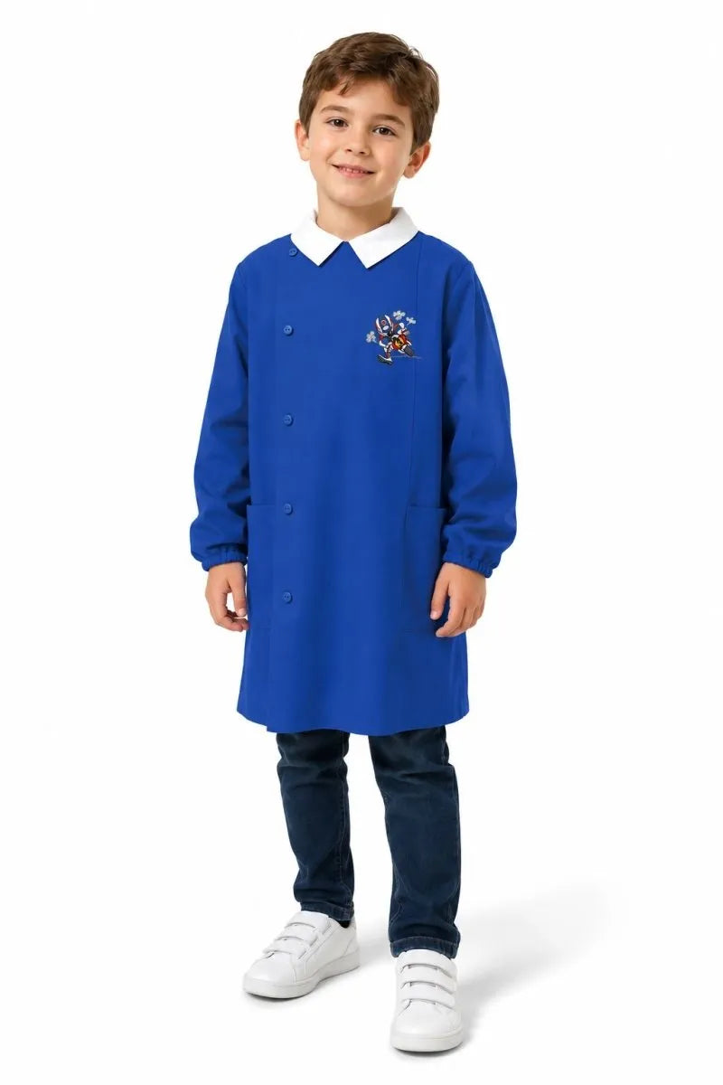 Grembiule scuola elementare blu bambino Siggi Made in Italy ricamo Moto 4388