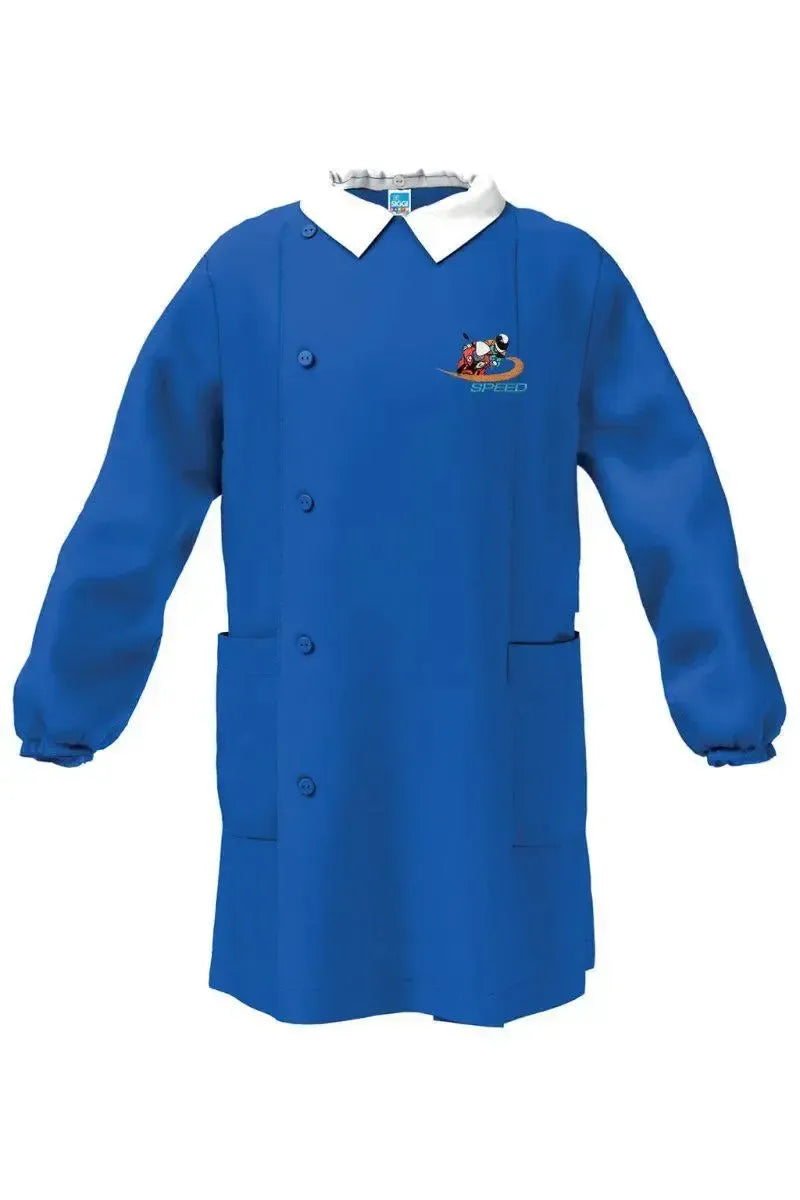 Grembiule scuola elementare blu bambino Siggi Made in Italy ricamo Moto Speed 4084