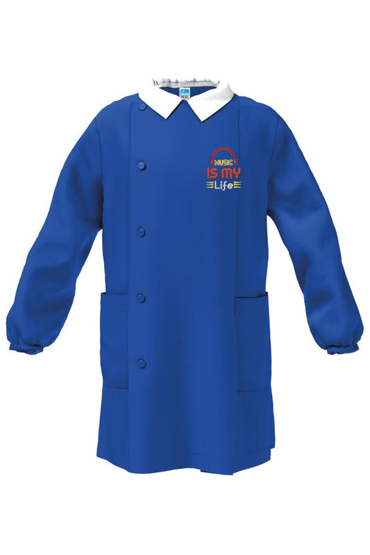 Grembiule scuola elementare blu bambino Siggi Made in Italy ricamo Music 4390