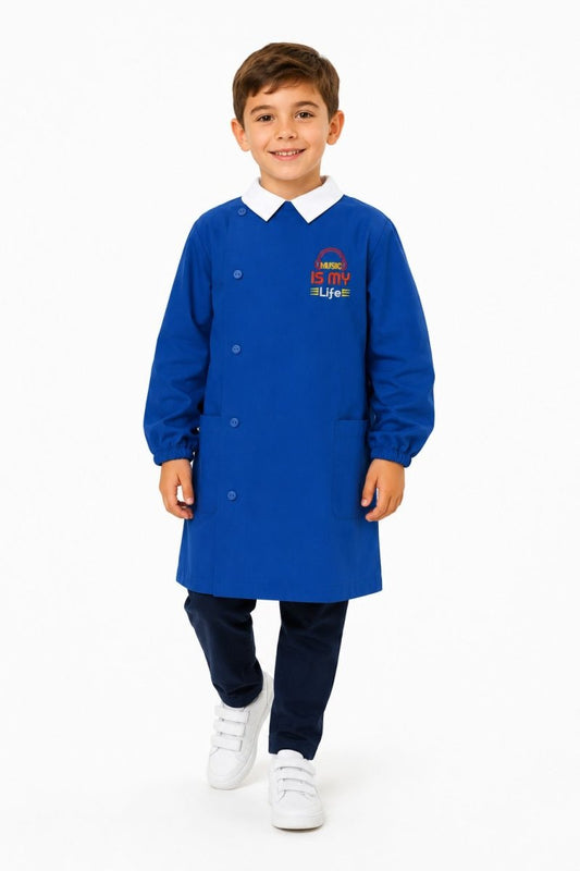 Grembiule scuola elementare blu bambino Siggi Made in Italy ricamo Music 4390