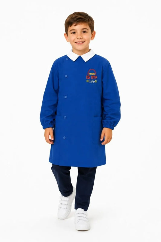 Grembiule scuola elementare blu bambino Siggi Made in Italy ricamo Music 4390