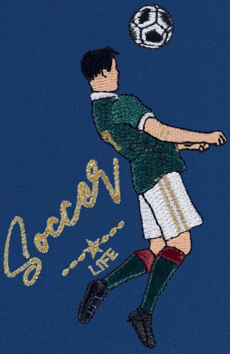 Grembiule scuola elementare blu bambino Siggi Made in Italy ricamo Soccer Life 3795