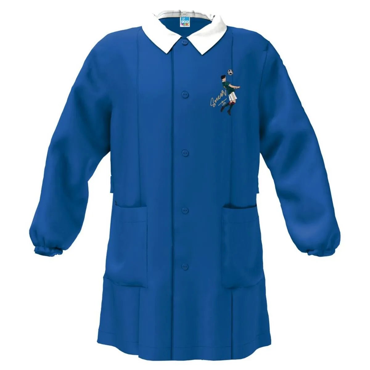 Grembiule scuola elementare blu bambino Siggi Made in Italy ricamo Soccer Life 3795