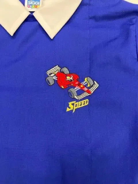 Grembiule scuola elementare blu bambino Siggi Made in Italy ricamo Speed 3927