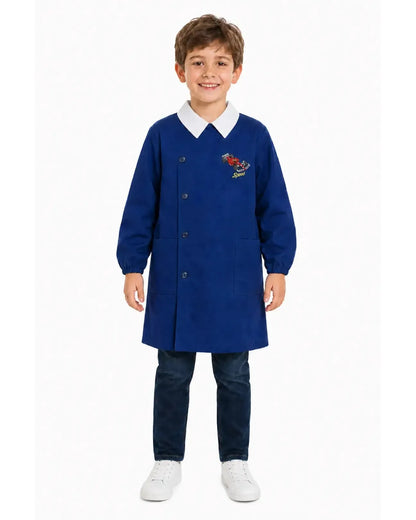 Grembiule scuola elementare blu bambino Siggi Made in Italy ricamo Speed 3927