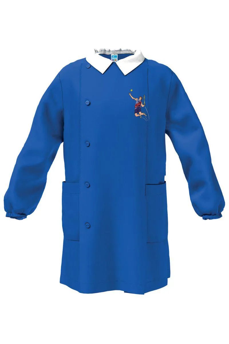 Grembiule scuola elementare blu bambino Siggi Made in Italy ricamo Tennis 4085