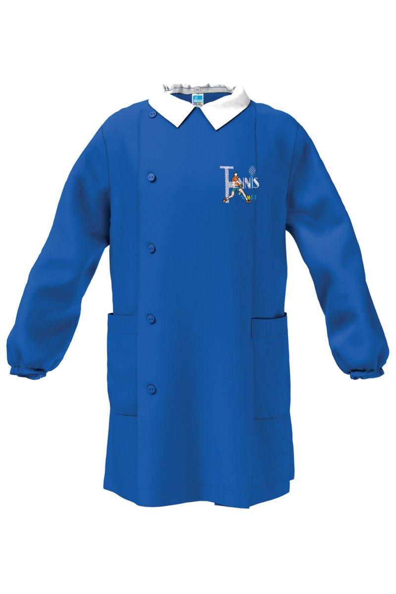 Grembiule scuola elementare blu bambino Siggi Made in Italy ricamo Tennis 4239