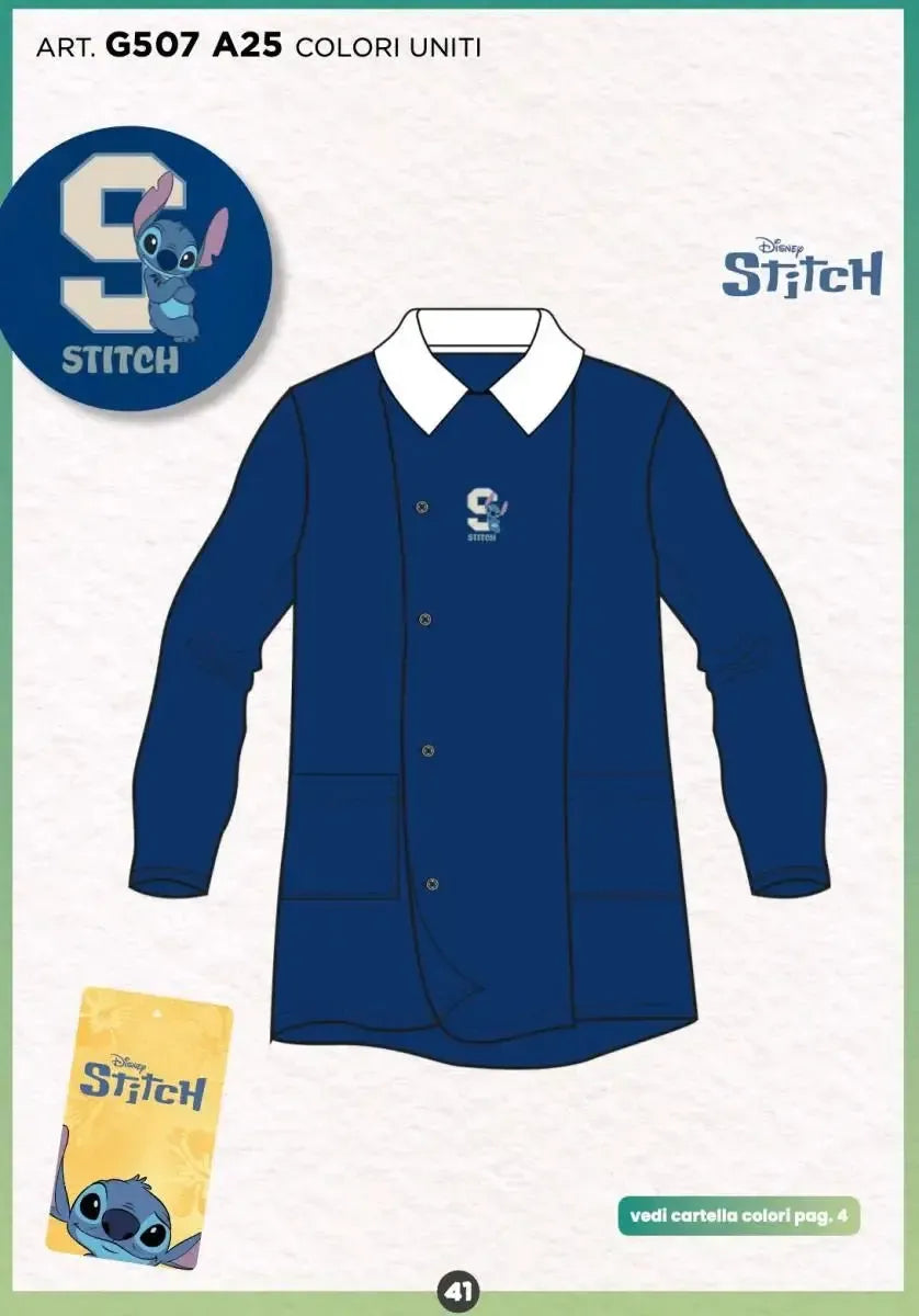Grembiule scuola elementare blu bambino Stitch Made in Italy G507