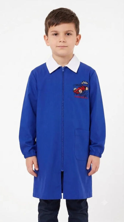 Grembiule scuola elementare blu bambino con zip Nazareno Gabrielli Made in Italy ricamo Formula 1 0831A26