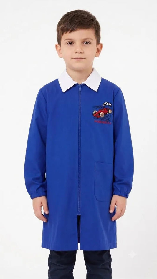 Grembiule scuola elementare blu bambino con zip Nazareno Gabrielli Made in Italy ricamo Formula 1 0831A26