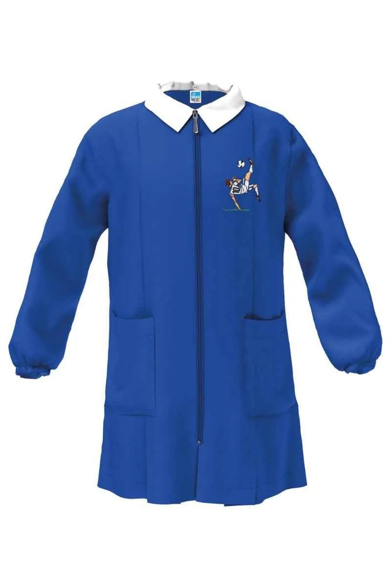 Grembiule scuola elementare blu con zip bambino Siggi Made in Italy ricamo Calcio 4398