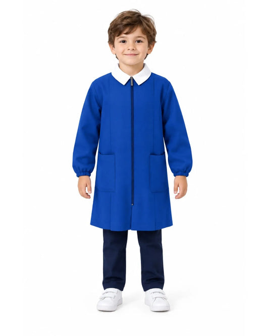 Grembiule scuola elementare blu con zip bambino Siggi Made in Italy senza ricamo 2111