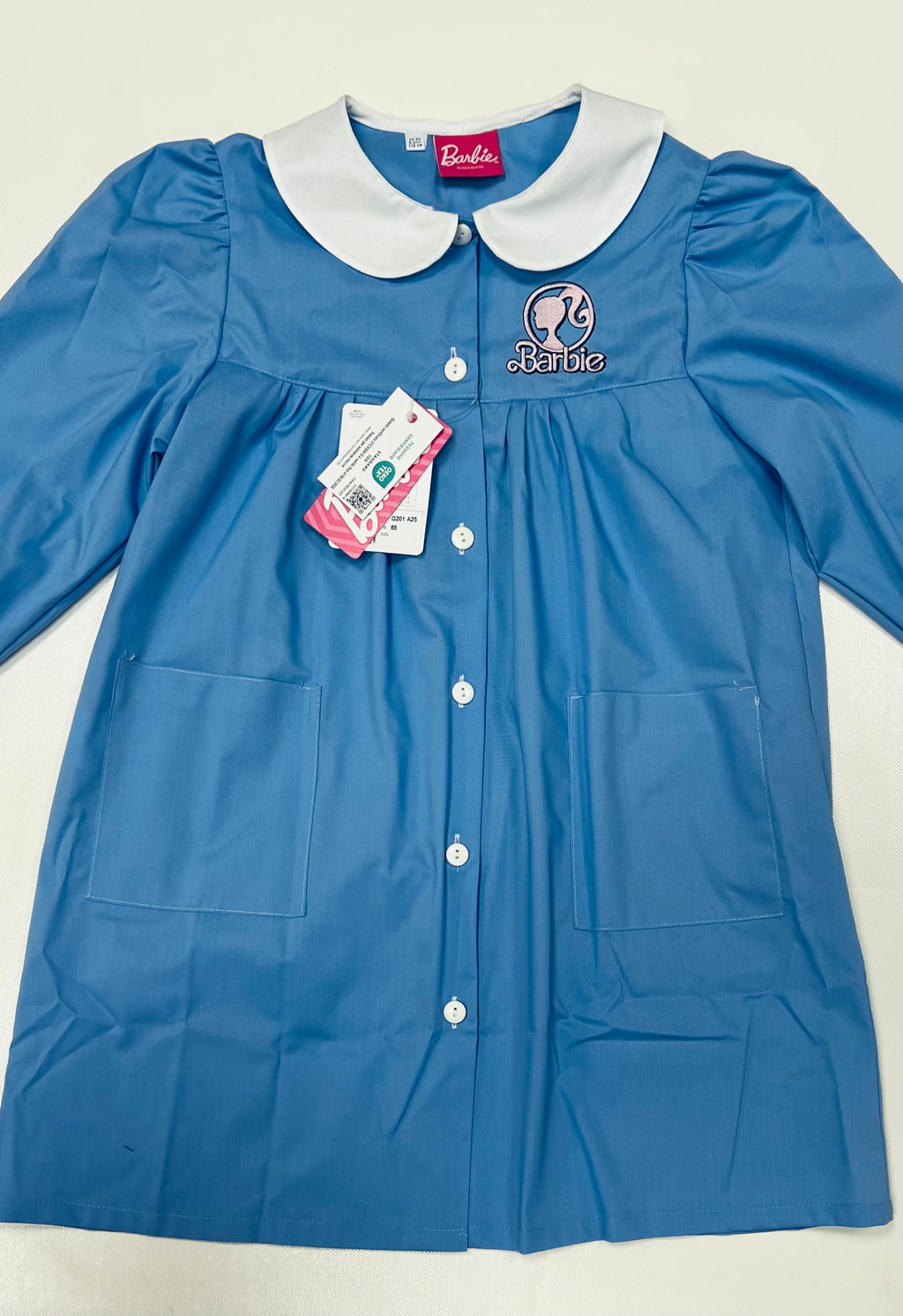 Grembiule scuola elementare celeste bambina Disney ricamo Barbie Made in Italy G201