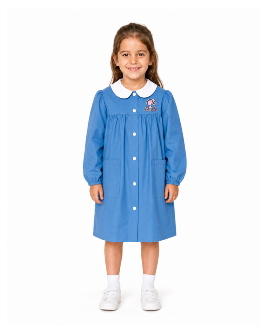 Grembiule scuola elementare celeste bambina Disney ricamo Barbie Made in Italy G201