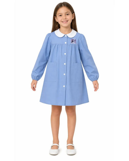 Grembiule scuola elementare celeste bambina Disney ricamo Frozen Made in Italy G202