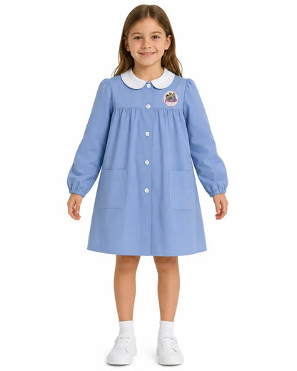 Grembiule scuola elementare celeste bambina Disney ricamo Principesse Made in Italy G203