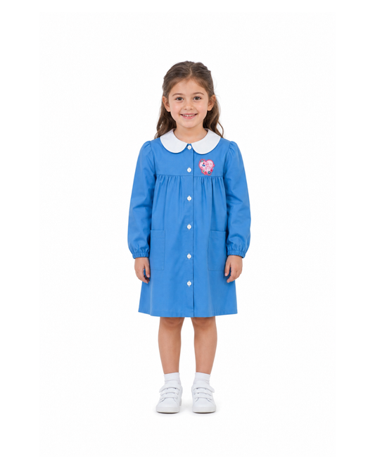 Grembiule scuola elementare celeste bambina Disney ricamo Principesse Made in Italy G203