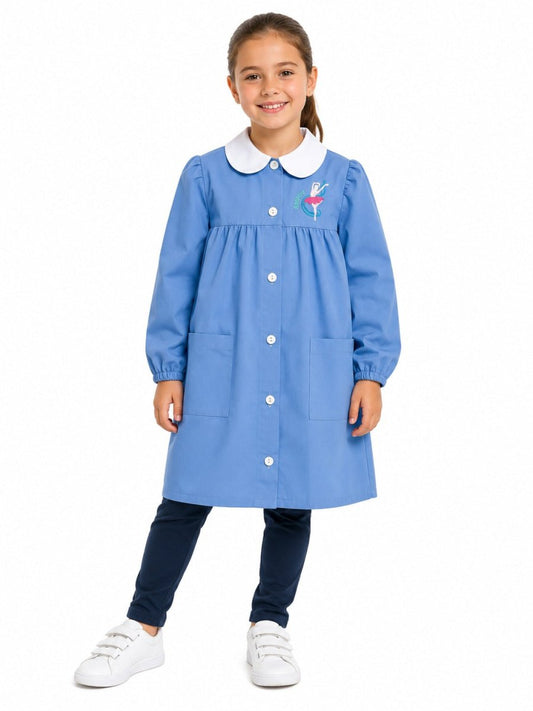 Grembiule scuola elementare celeste bambina Nazareno Gabrielli Made in Italy Ballerina 0844
