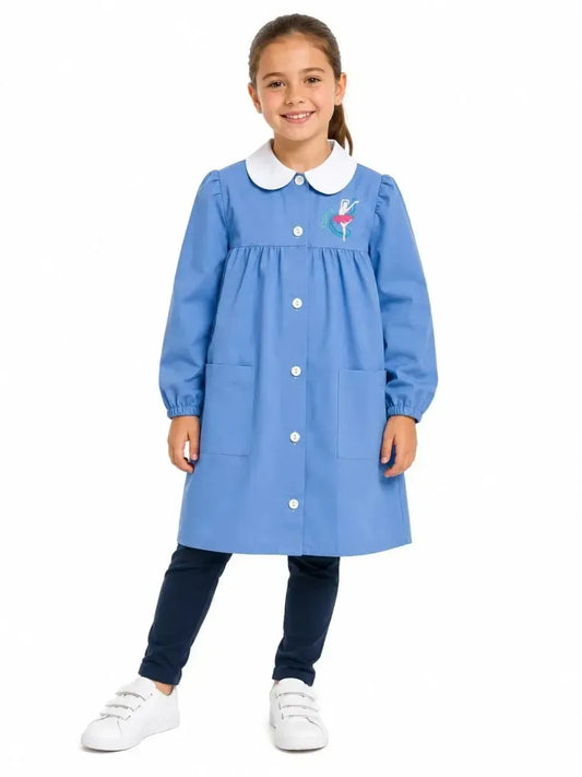 Grembiule scuola elementare celeste bambina Nazareno Gabrielli Made in Italy Ballerina 0844