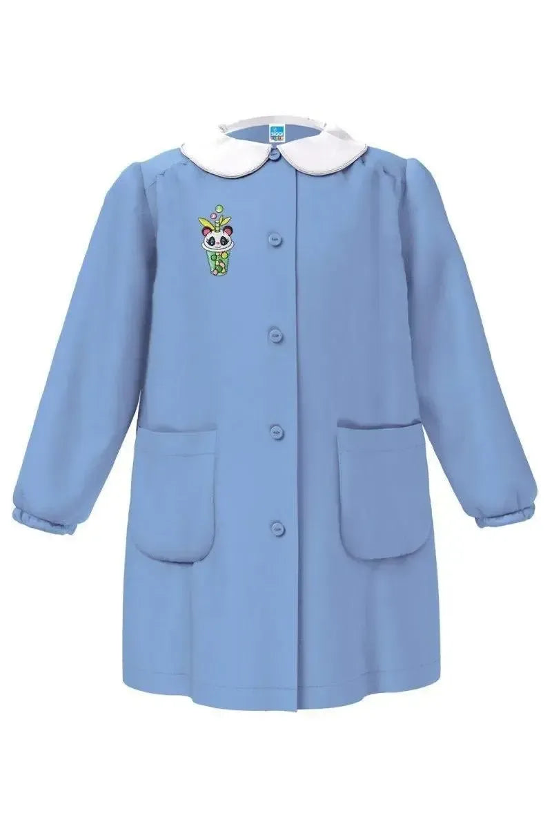Grembiule scuola elementare celeste bambina Siggi Made in Italy ricamo Borraccia 4212