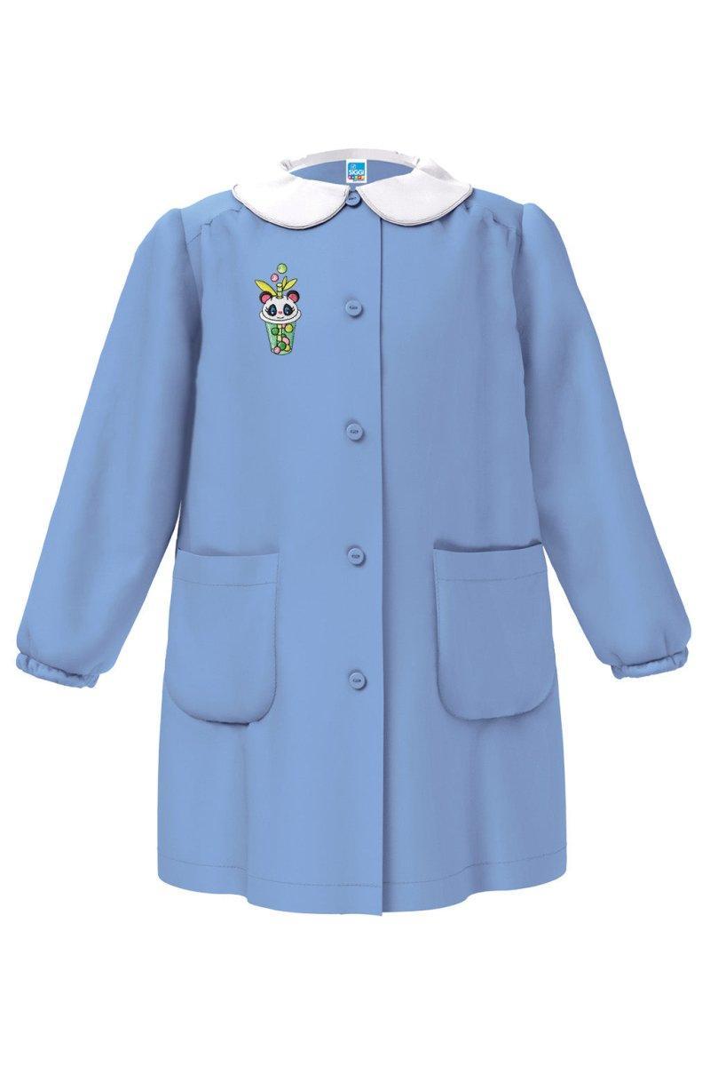 Grembiule scuola elementare celeste bambina Siggi Made in Italy ricamo Borraccia 4212