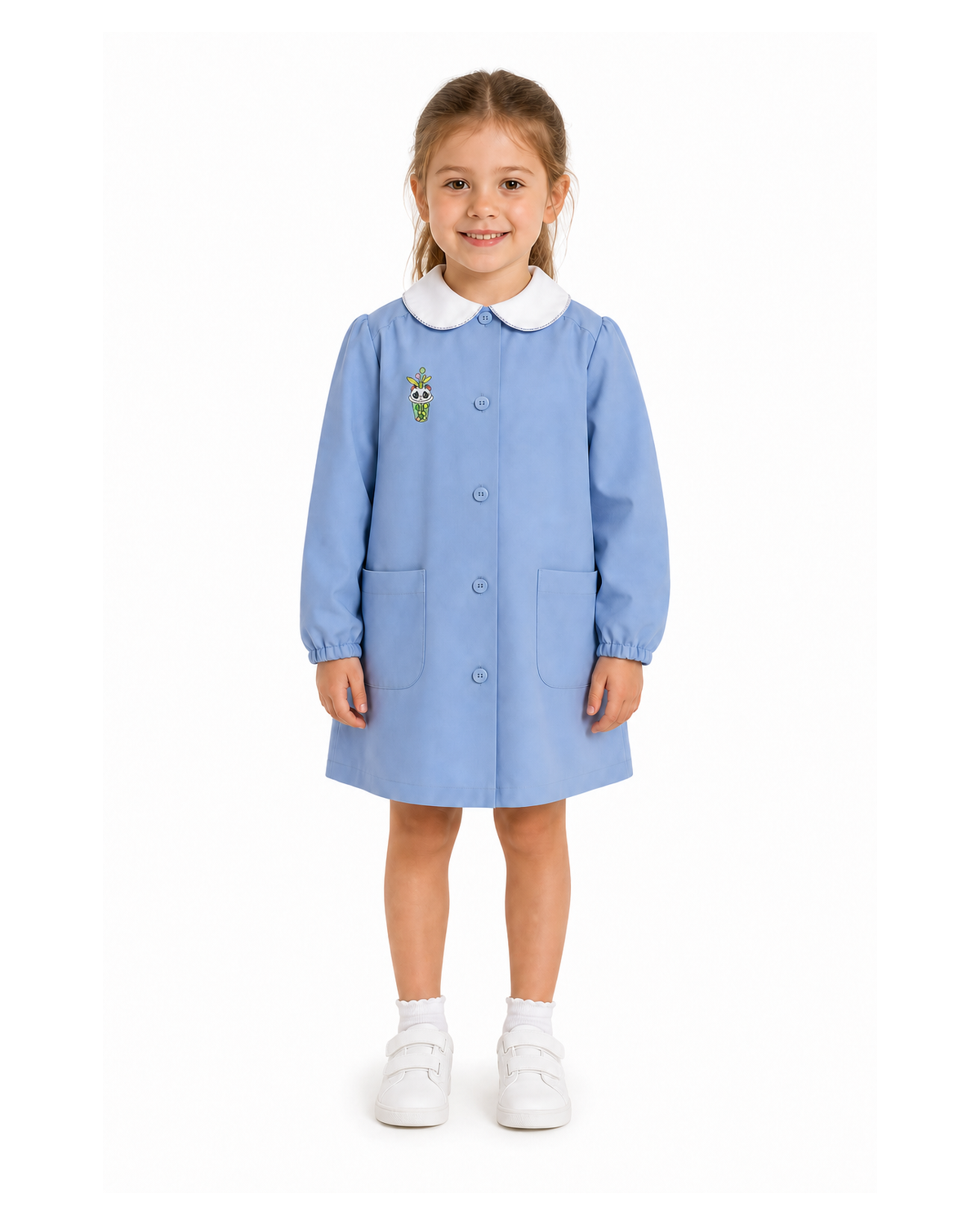 Grembiule scuola elementare celeste bambina Siggi Made in Italy ricamo Borraccia 4212