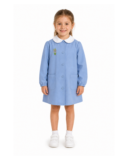 Grembiule scuola elementare celeste bambina Siggi Made in Italy ricamo Borraccia 4212