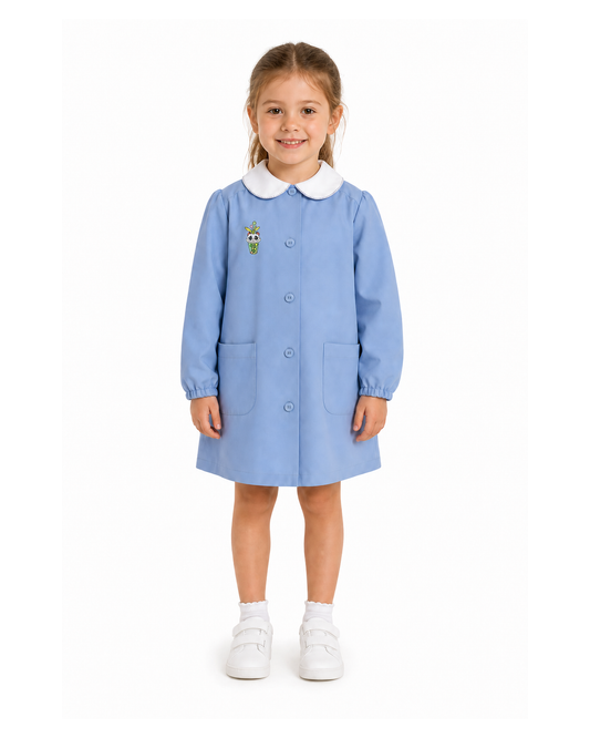 Grembiule scuola elementare celeste bambina Siggi Made in Italy ricamo Borraccia 4212