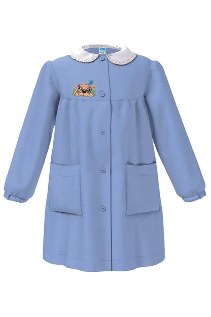 Grembiule scuola elementare celeste bambina Siggi Made in Italy ricamo Cagnolino 4364