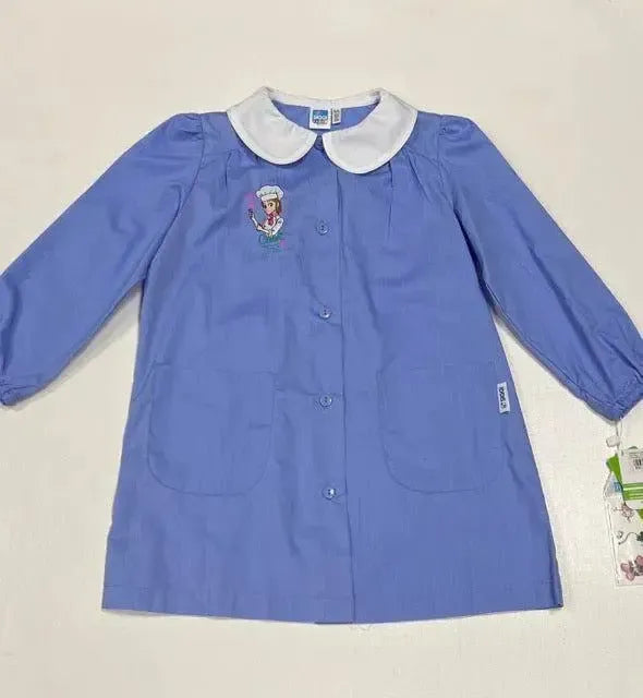 Grembiule scuola elementare celeste bambina Siggi Made in Italy ricamo Cook Time 3905