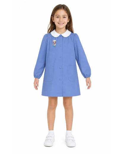 Grembiule scuola elementare celeste bambina Siggi Made in Italy ricamo Cook Time 3905