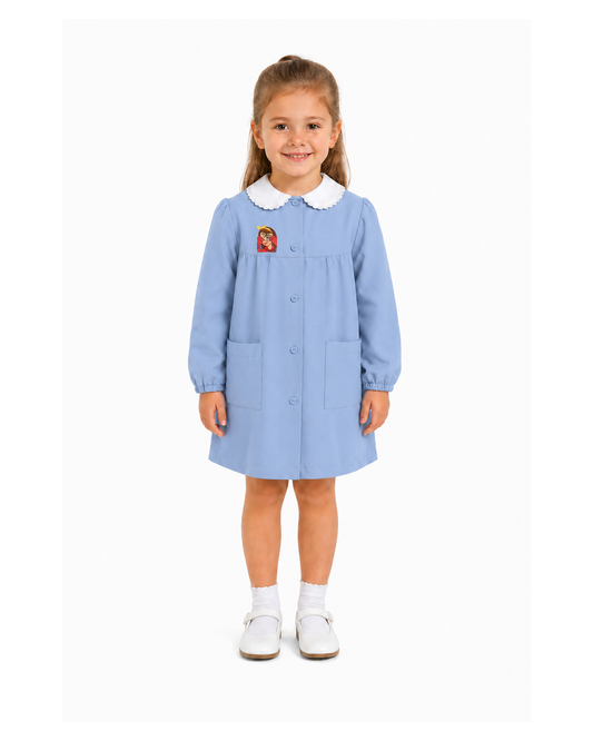 Grembiule scuola elementare celeste bambina Siggi Made in Italy ricamo Cuoricini 4211