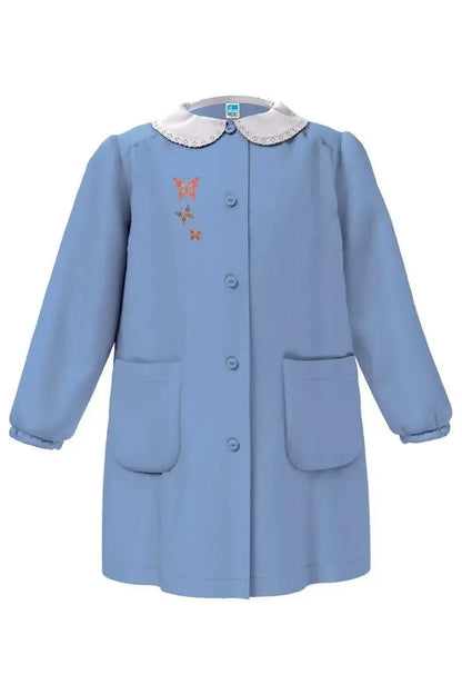 Grembiule scuola elementare celeste bambina Siggi Made in Italy ricamo Farfalle 4068