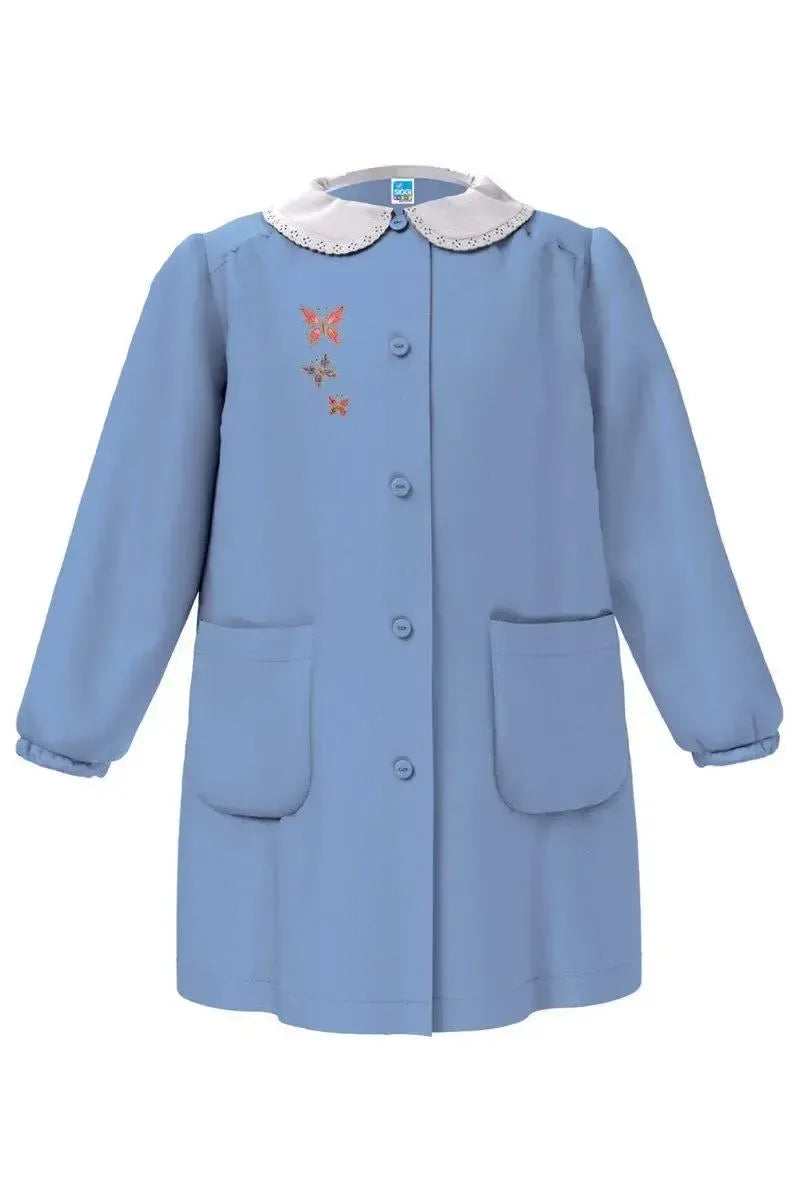 Grembiule scuola elementare celeste bambina Siggi Made in Italy ricamo Farfalle 4068