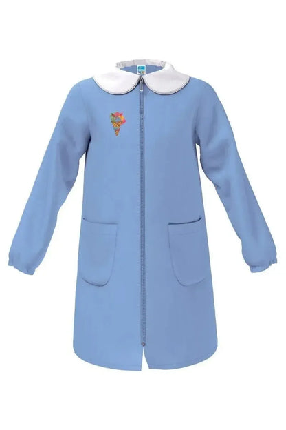 Grembiule scuola elementare celeste bambina Siggi Made in Italy ricamo Gelato con zip 4073