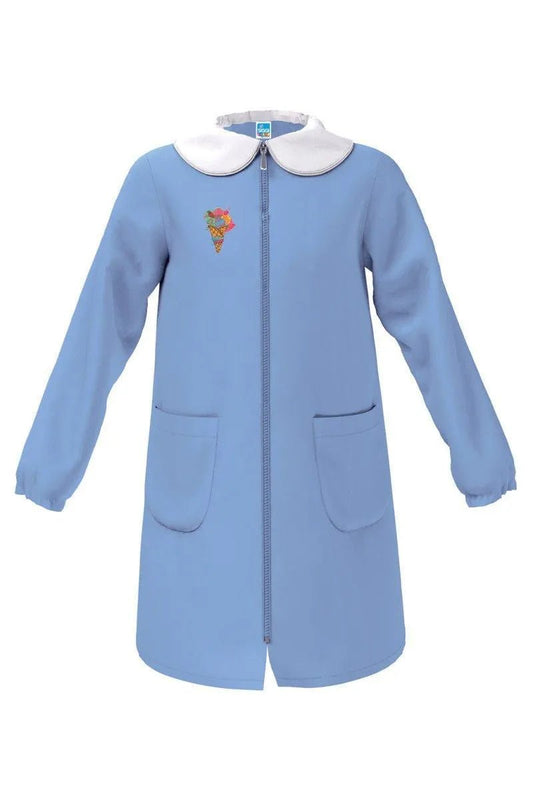 Grembiule scuola elementare celeste bambina Siggi Made in Italy ricamo Gelato con zip 4073