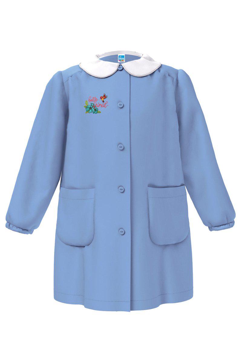 Grembiule scuola elementare celeste bambina Siggi Made in Italy ricamo Hello Friend 4061