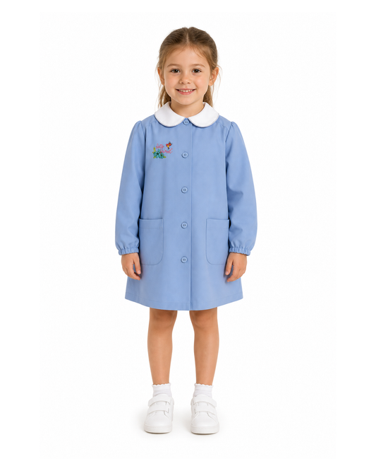 Grembiule scuola elementare celeste bambina Siggi Made in Italy ricamo Hello Friend 4061