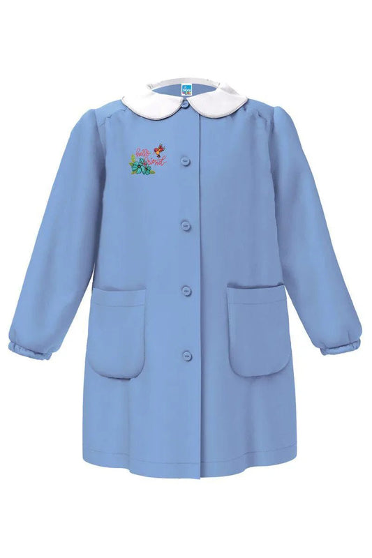 Grembiule scuola elementare celeste bambina Siggi Made in Italy ricamo Hello Friend 4061