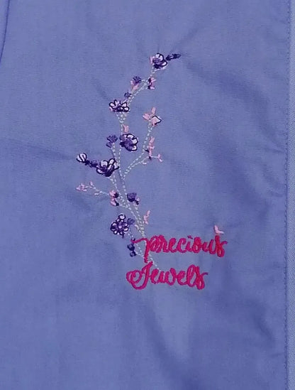 Grembiule scuola elementare celeste bambina Siggi Made in Italy ricamo Jewels con zip 3777