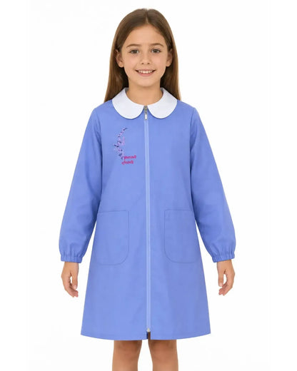 Grembiule scuola elementare celeste bambina Siggi Made in Italy ricamo Jewels con zip 3777