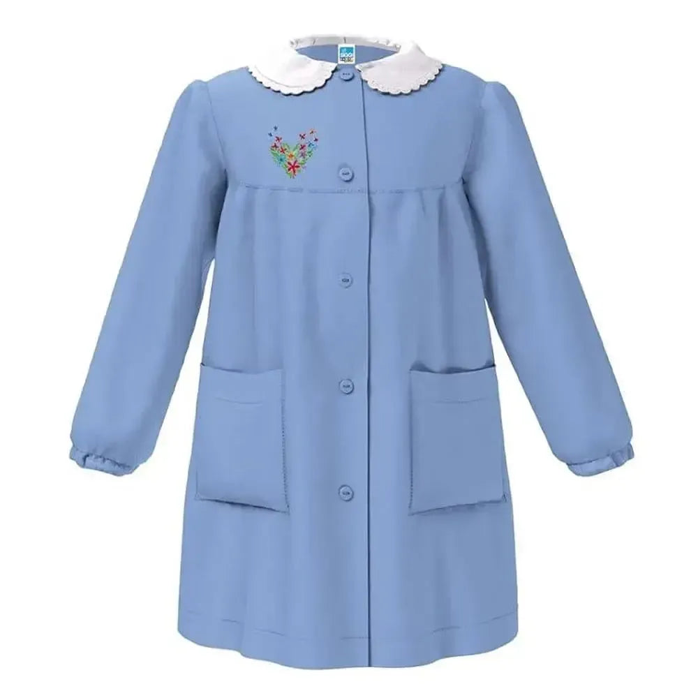 Grembiule scuola elementare celeste bambina Siggi Made in Italy ricamo Love 3904