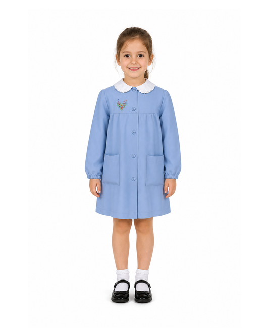 Grembiule scuola elementare celeste bambina Siggi Made in Italy ricamo Love 3904