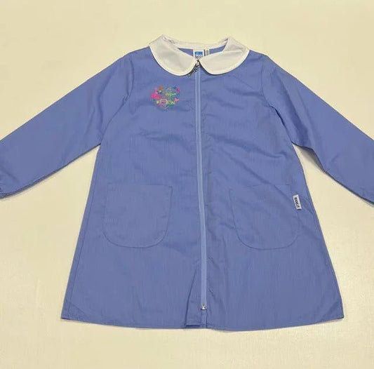 Grembiule scuola elementare celeste bambina Siggi Made in Italy ricamo Love Dream con zip 3917
