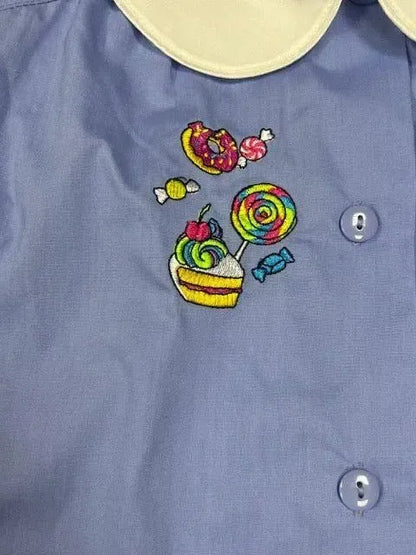 Grembiule scuola elementare celeste bambina Siggi Made in Italy ricamo Sweet 3907